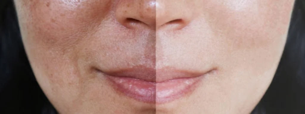 Before and after pigmentation treatment at Goenka Spine and Skin Centre – Best Spine & Skin Clinic in Raipur