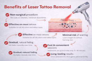 benefits of laser tattoo removal showing safe non surgical treatment and effective tattoo removal in raipur